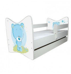Vaikiška lova su stalčiumi Junior Deluxe Blue Teddy Bear, 140x70cm