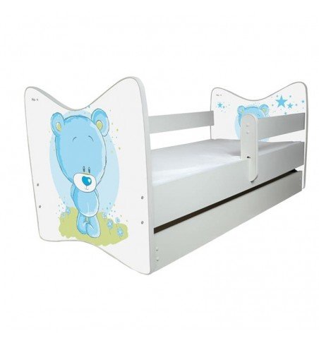 Vaikiška lova su stalčiumi Junior Deluxe Blue Teddy Bear, 140x70cm