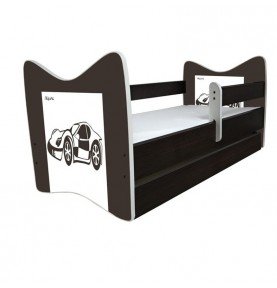 Vaikiška lova su stalčiumi Junior Deluxe Brown Car, 140x70cm
