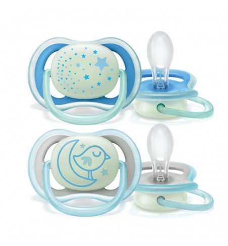 Silikoninis čiulptukas Philips Avent Ultra Air Night Time, 6-18 mėn., SCF376/21, 2 vnt.