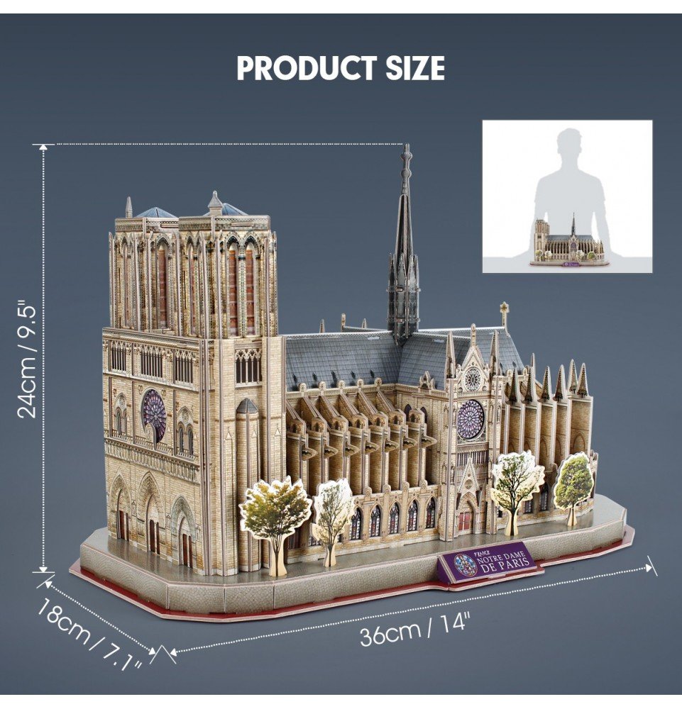 3D dėlionė Cubicfun National Geographic Noterdamo katedra, 128det.
