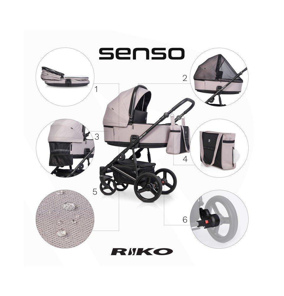Universalus vežimėlis Riko Senso 2in1 Powder Pink