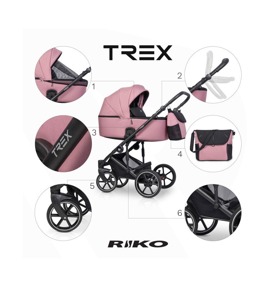 Universalus vežimėlis Riko Trex 2in1 Energy Pink