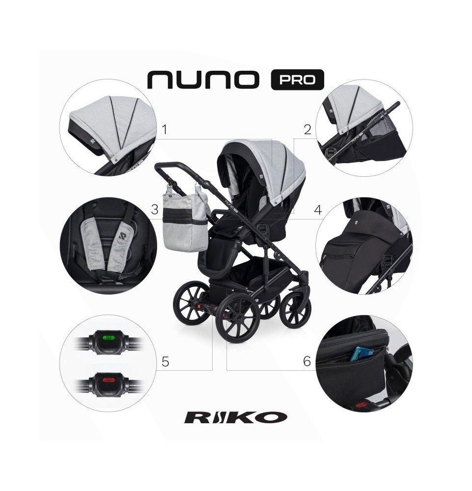 Universalus vežimėlis Riko Nuno Pro 3in1 Grey Fox