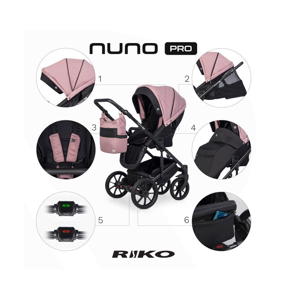 Universalus vežimėlis Riko Nuno Pro 3in1 Rose