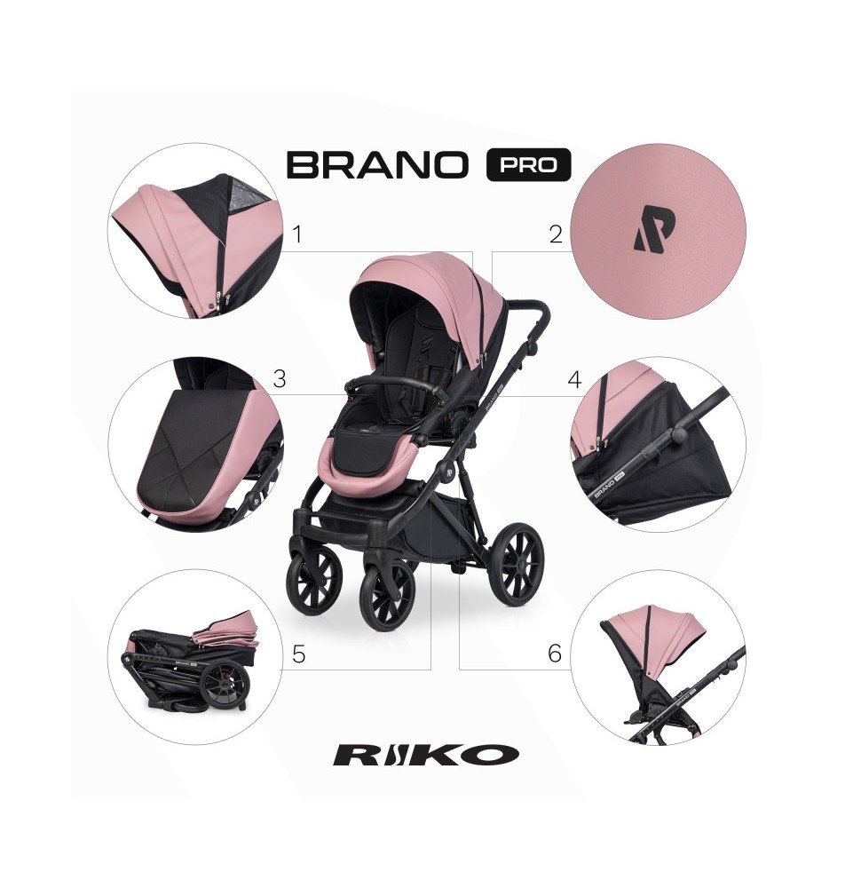 Universalus vežimėlis Riko Brano Pro 3in1 Energy Pink
