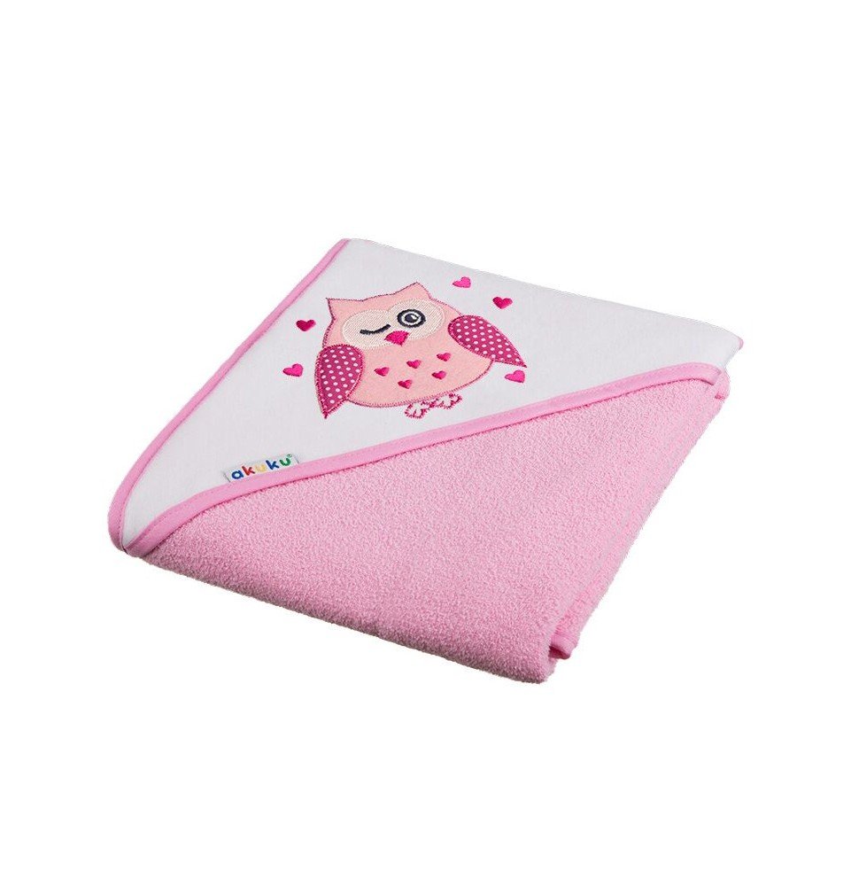 Kūdikio rankšluostis su gobtuvu Akuku Pink, 80x80
