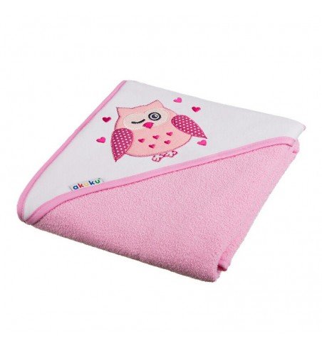 Kūdikio rankšluostis su gobtuvu Akuku Pink, 80x80