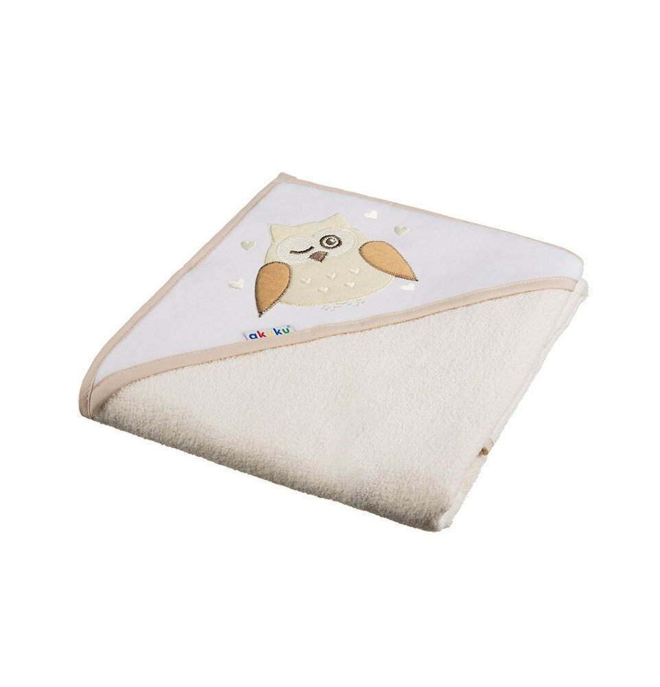 Kūdikio rankšluostis su gobtuvu Akuku Owl, 80x80