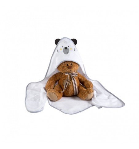 Kūdikio rankšluostis su gobtuvu Albero Mio Happy Bear, 100 x 100 cm