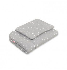 Antklodės ir pagalvės komplektas Bobono Grey / White Stars, 75 x 100 cm