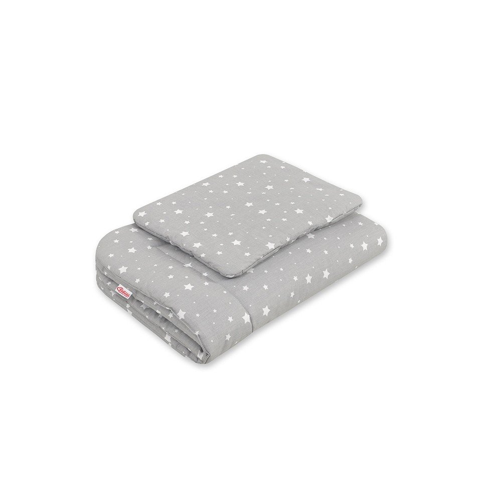 Antklodės ir pagalvės komplektas Bobono Grey/White Stars, 75x100cm