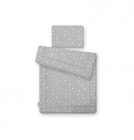 Antklodės ir pagalvės komplektas Bobono Grey/White Stars, 75x100cm