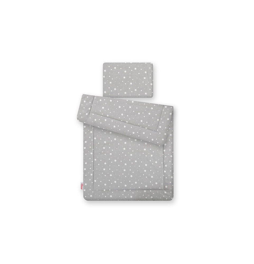 Antklodės ir pagalvės komplektas Bobono Grey/White Stars, 75x100cm
