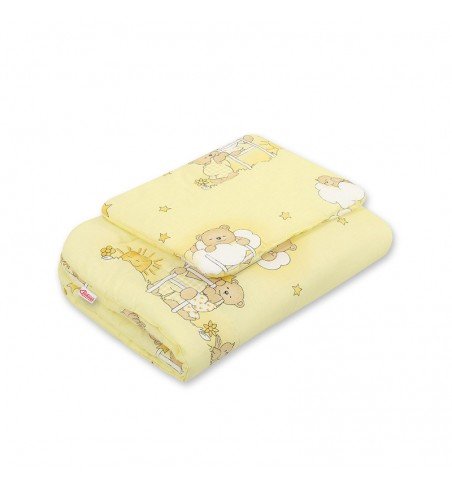 Antklodės ir pagalvės komplektas Bobono Teddy bears on cream ladders, 75x100cm