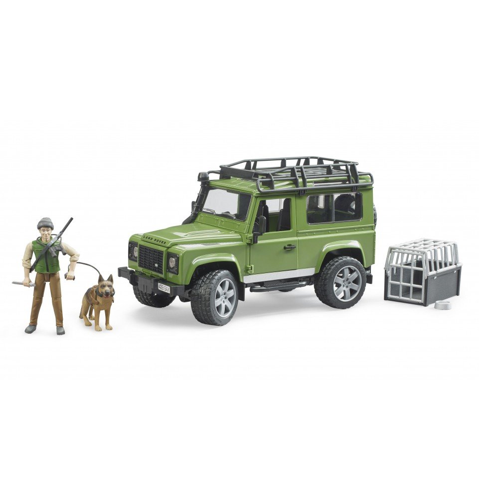 Automobilis su miškininku ir šunimi Bruder Land Rover Defender, 02587