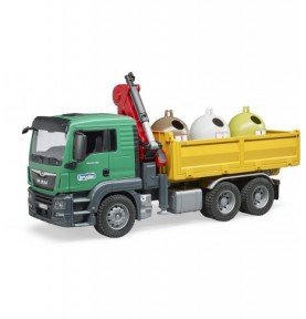 Sunkvežimis su kranu, ir 3 atliekų konteineriais Bruder Man TGS, 3753