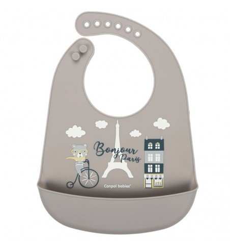 Silikoninis seilinukas su kišene Canpol Babies Bonjour Paris, Navy beige, 74/027_bei