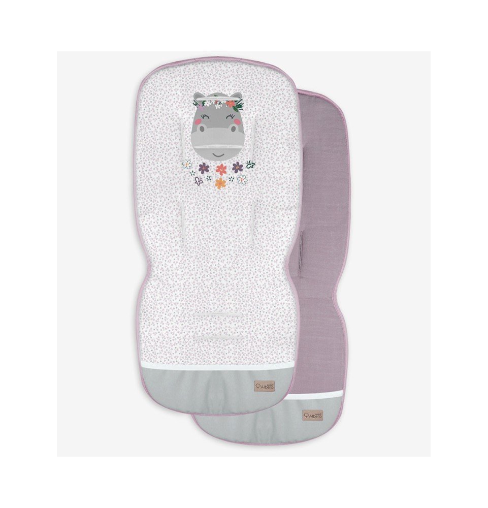 Dvipusis vežimėlio įdėklas Albero Mio Animals&Love Hippo A001 Dvipusis vežimėlio įdėklas Albero Mio Animals&Love Hippo A001