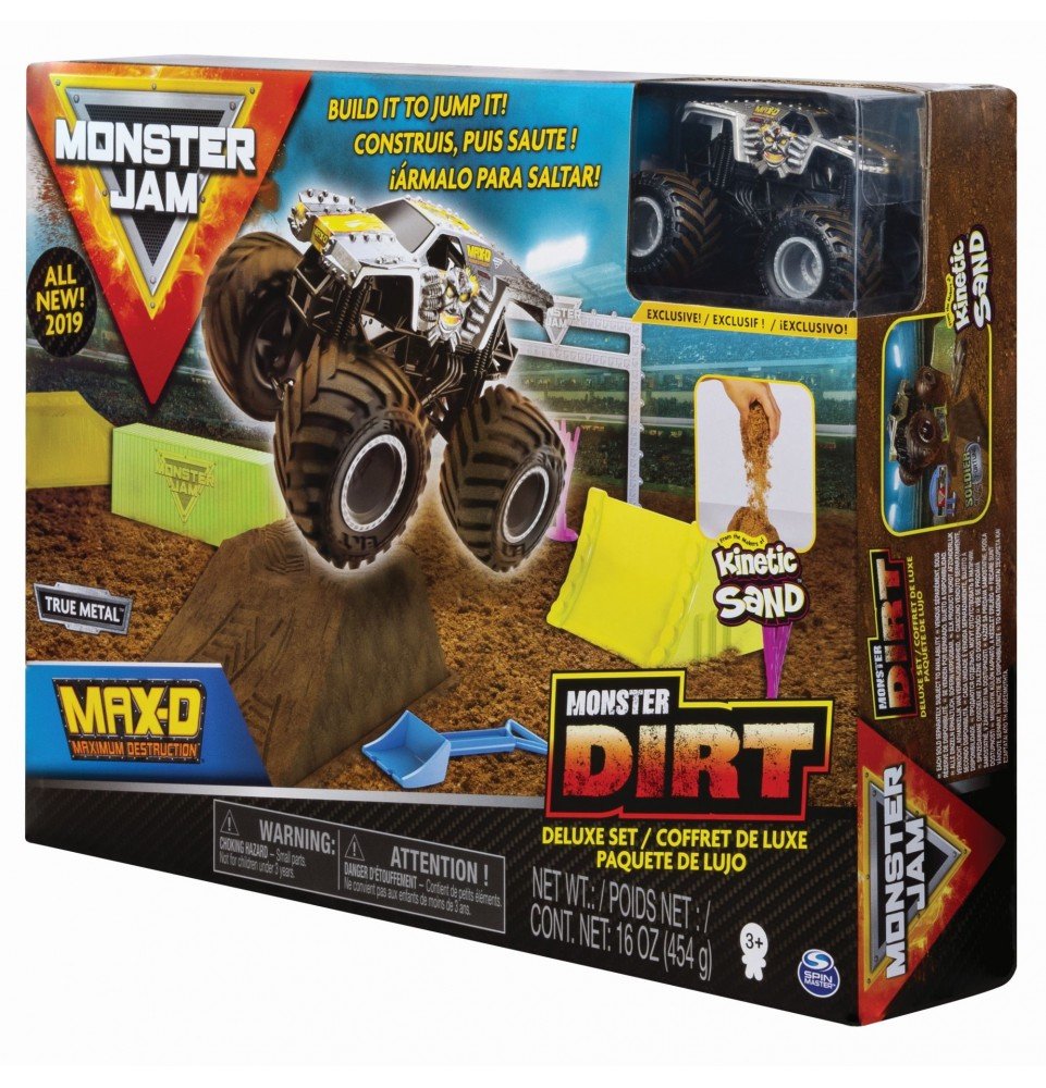 Kinetinio smėlio rinkinys su visureigiu Monster Jam Kinetic Dirt Deluxe, 6044986