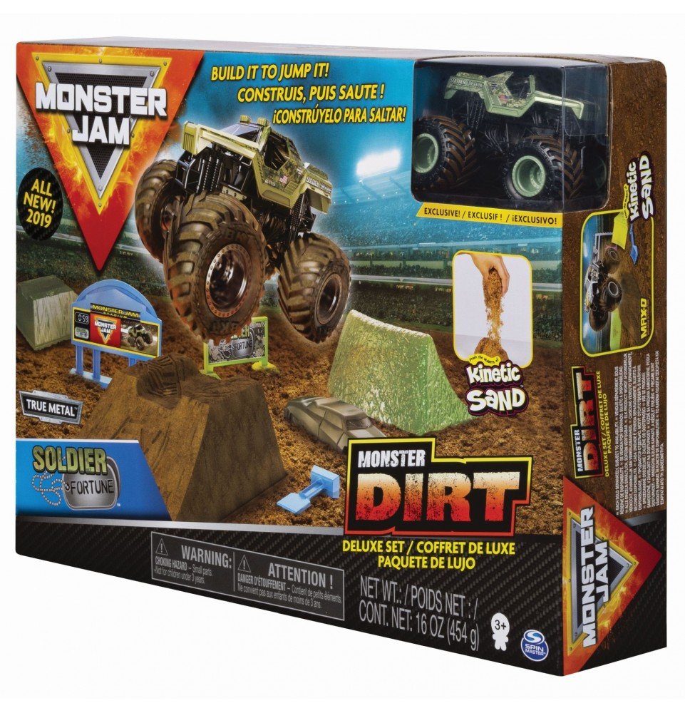 Kinetinio smėlio rinkinys su visureigiu Monster Jam Kinetic Dirt Deluxe, 6044986