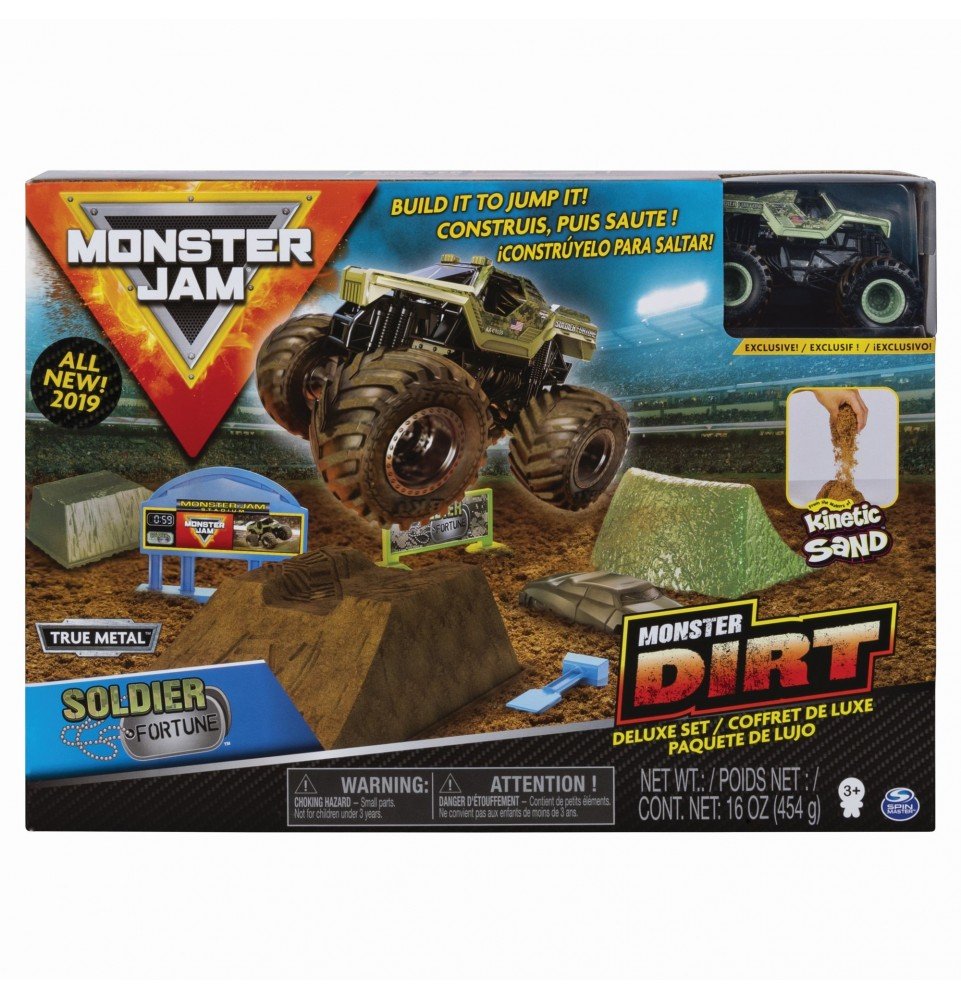 Kinetinio smėlio rinkinys su visureigiu Monster Jam Kinetic Dirt Deluxe, 6044986