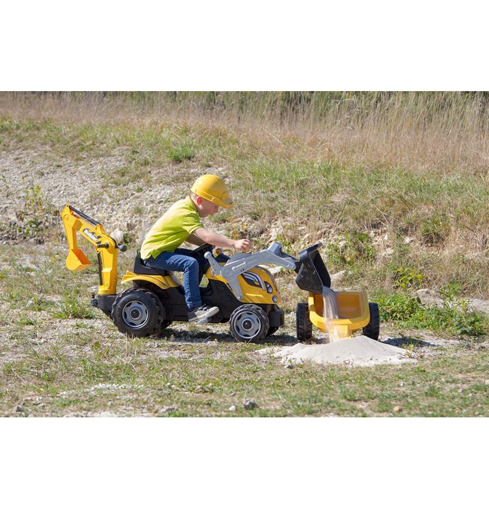 Pedalinis traktorius su priekaba Smoby Builder Max oranžinis, 7600710301