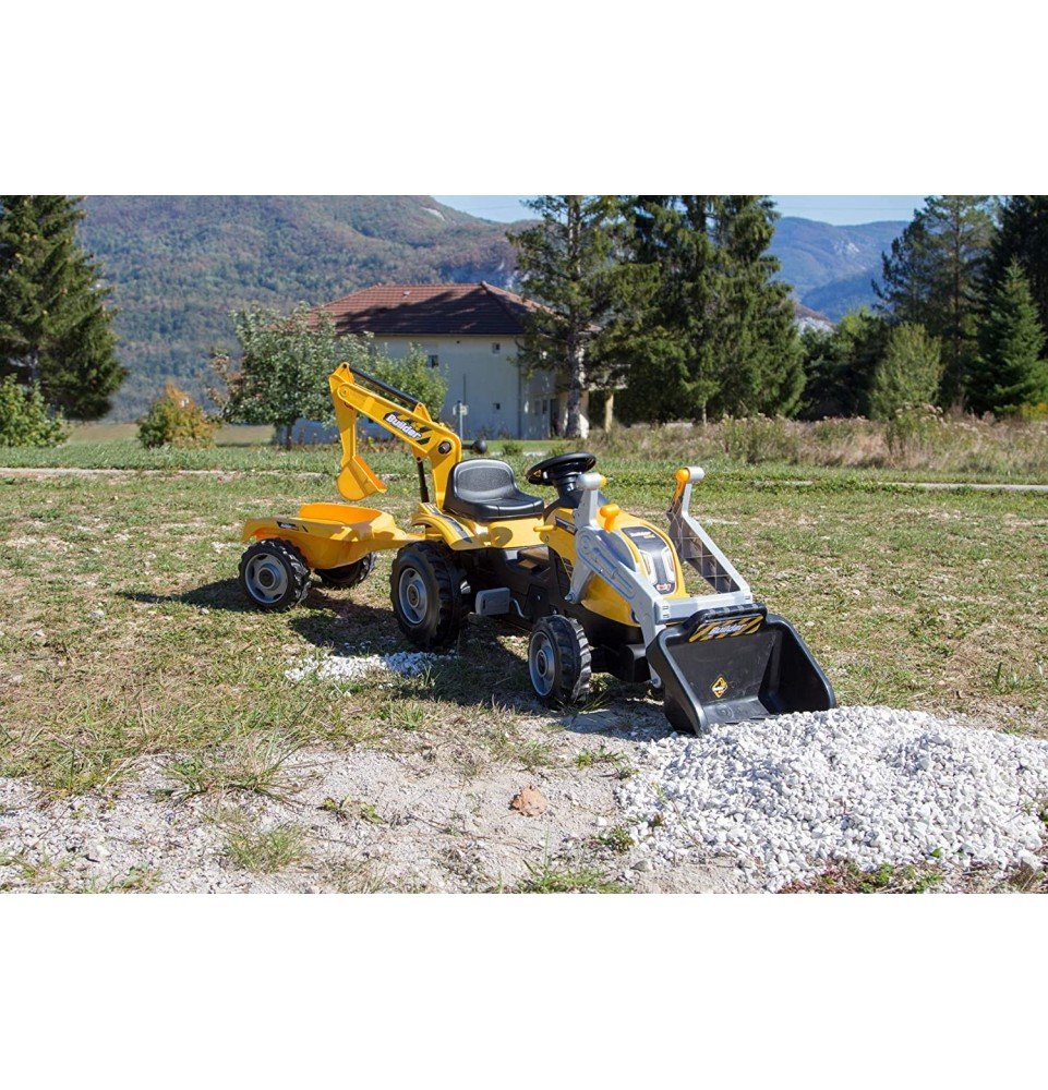 Pedalinis traktorius su priekaba Smoby Builder Max oranžinis, 7600710301