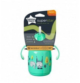 Mokomasis puodelis su šiaudeliu Tommee Tippee, 7m+, 300ml, green, 447830