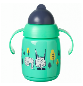 Mokomasis puodelis su šiaudeliu Tommee Tippee, 7m+, 300ml, green, 447830