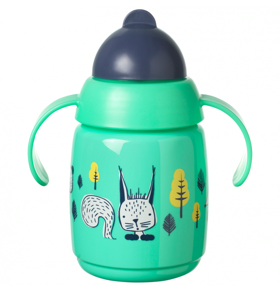 Mokomasis puodelis su šiaudeliu Tommee Tippee, 7m+, 300ml, green, 447830