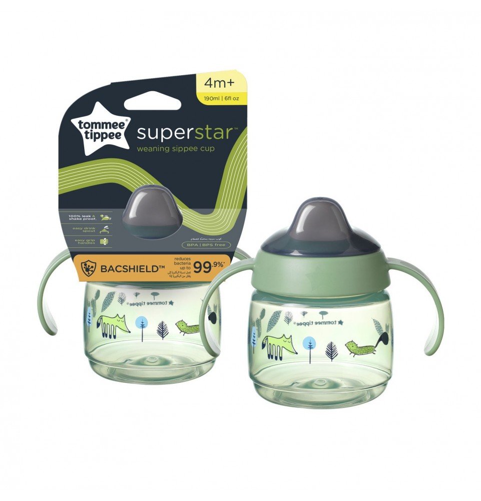 Puodelis Tommee Tippee Weaning Sippee, 4 m+, 190ml, green, 447826