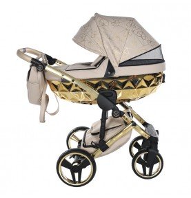 Universalus vežimėlis Junama Heart 3in1, Beige/Gold