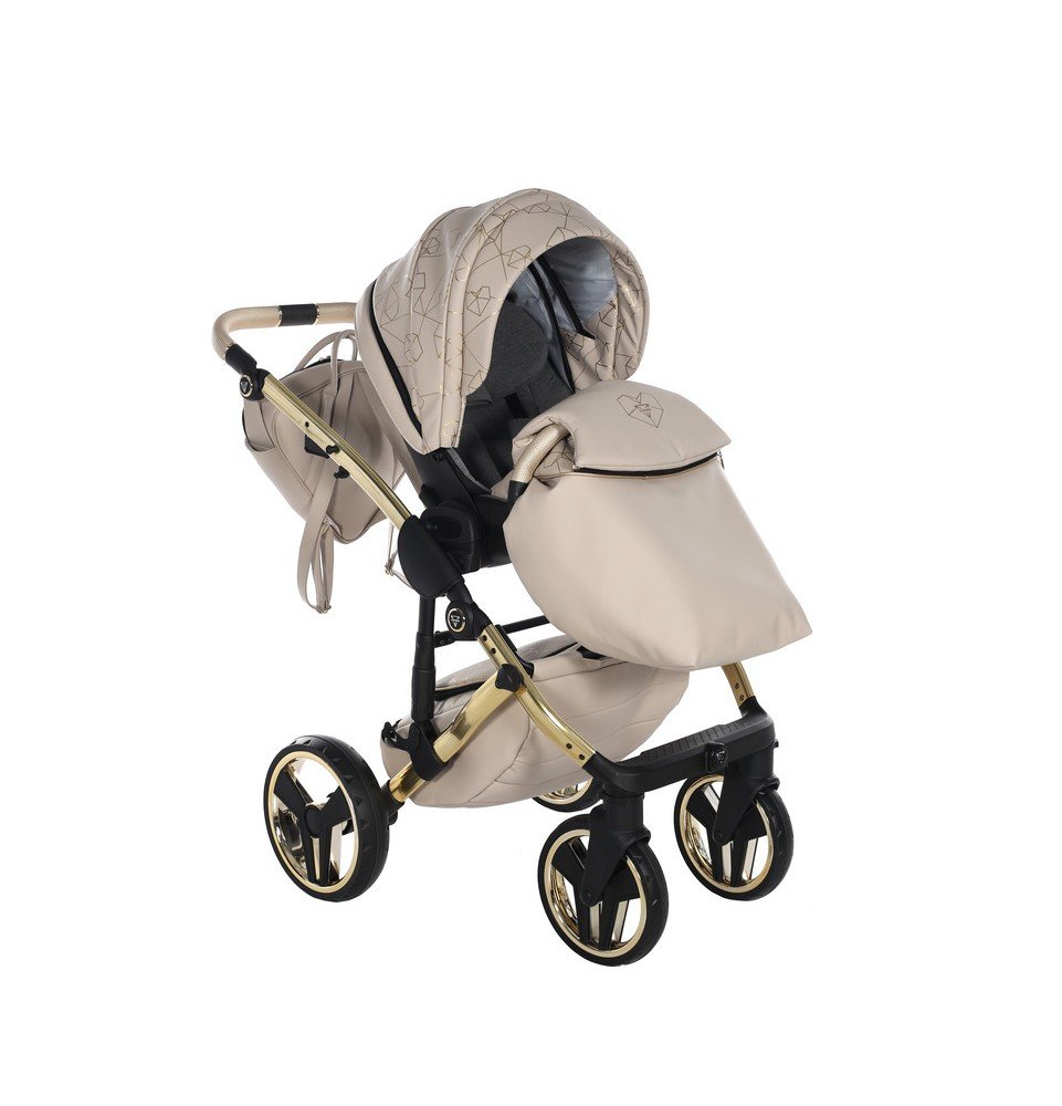Universalus vežimėlis Junama Heart 3in1, Beige/Gold
