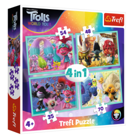 TREFL TROLLS 4 dėlionių rinkinys „Troliai“