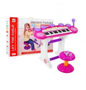 Elektroninis pianinas su mikrofonu, rožinis, BB45D