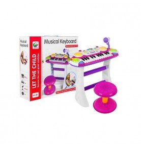Muzikinis pianinas su mikrofonu, rožinis BB335D