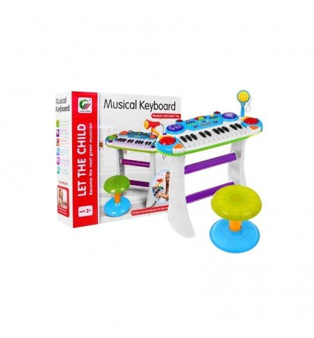 Muzikinis pianinas su mikrofonu, mėlynas BB335B