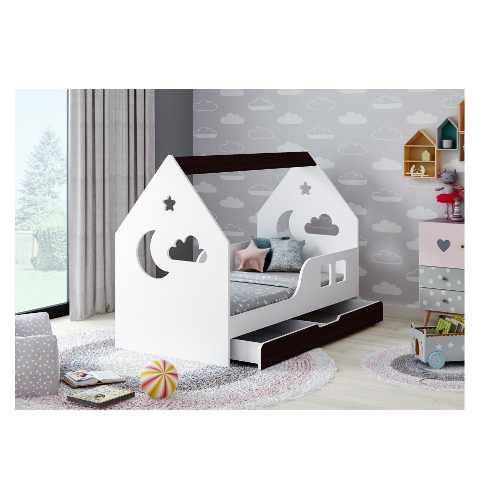 Vaikiška lova su stalčiumi Happy House L04 Cloud 160x80cm, Black