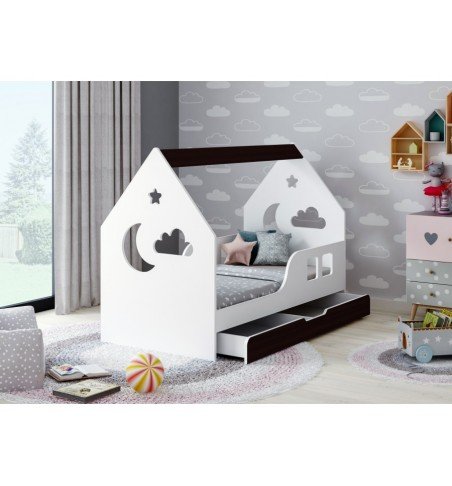Vaikiška lova su stalčiumi Happy House L04 Cloud 160x80cm, Black