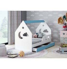 Vaikiška lova su stalčiumi Happy House L04 Cloud 160x80cm, Blue
