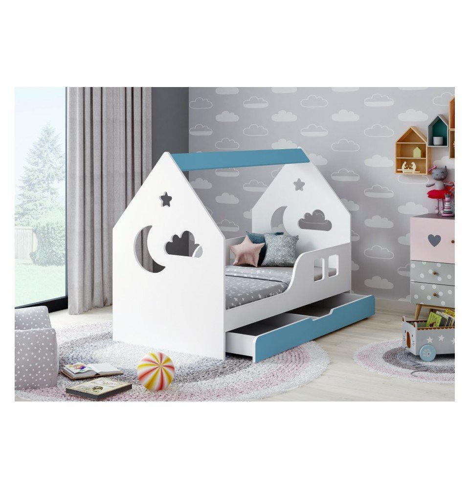 Vaikiška lova su stalčiumi Happy House L04 Cloud 160x80cm, Blue
