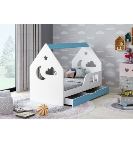 Vaikiška lova su stalčiumi Happy House L04 Cloud 160x80cm, Blue