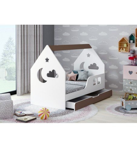Vaikiška lova su stalčiumi Happy House L04 Cloud 160x80cm, Brown