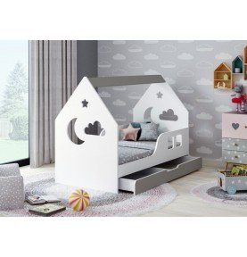 Vaikiška lova su stalčiumi Happy House L04 Cloud 160x80cm, Grey