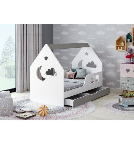 Vaikiška lova su stalčiumi Happy House L04 Cloud 160x80cm, Grey