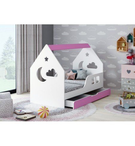 Vaikiška lova su stalčiumi Happy House L04 Cloud 160x80cm, Pink
