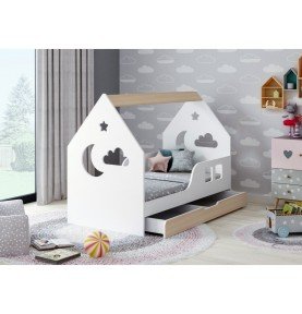 Vaikiška lova su stalčiumi Happy House L04 Cloud 160x80cm, Wood