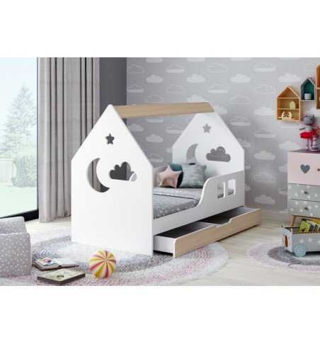 Vaikiška lova su stalčiumi Happy House L04 Cloud 160x80cm, Wood