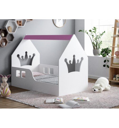 Vaikiška lova Happy House L01 Crown 140x70cm Pink
